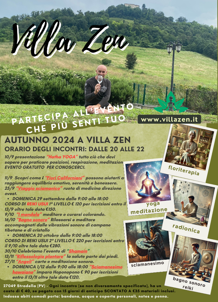 calendario eventi a villa zen autunno 2024